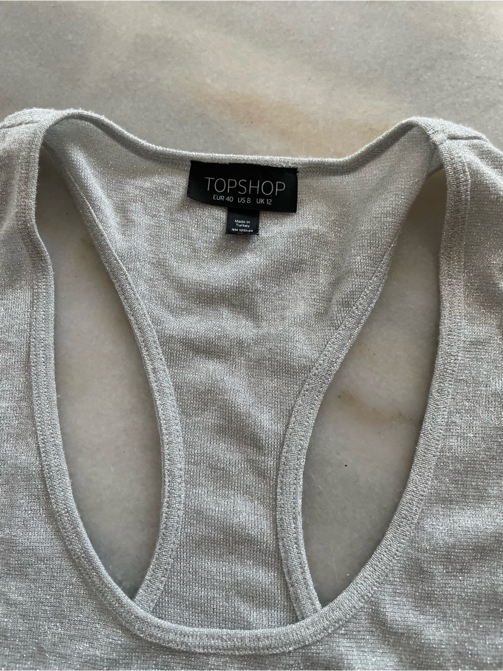 TOPSHOP Light Silver Metallic Racerback Tank - Picture 2 of 5